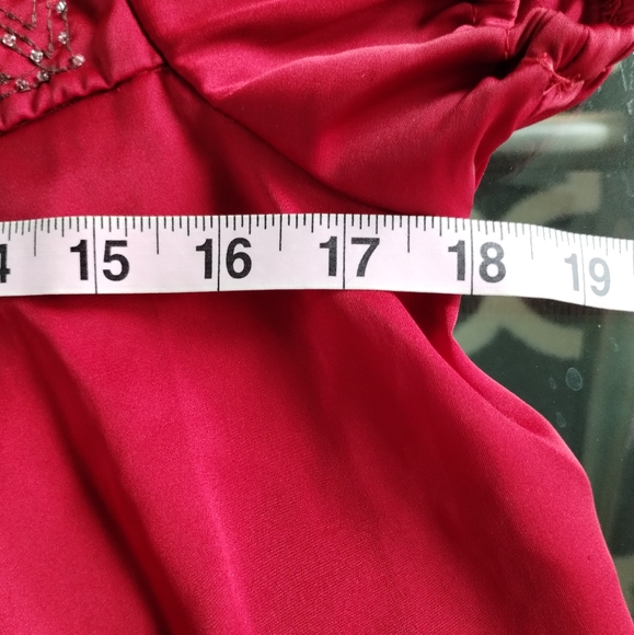 Red Charmeuse/Satin ,Sequin Blouse by George - Picture 4 of 5